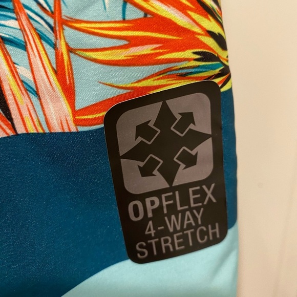 OP Blue and Orange Board Shorts Tropical Stripes - Picture 4 of 7